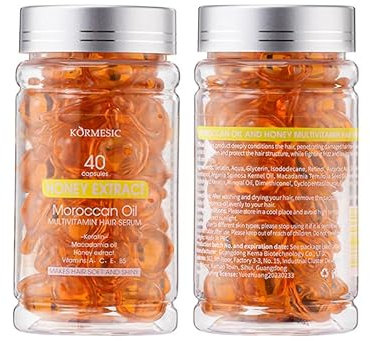 Siero per capelli multivitaminico, capsule di siero per capelli, levigante e nutriente, con olio vitaminico per capelli lisci e sani (40 capsule, miele)