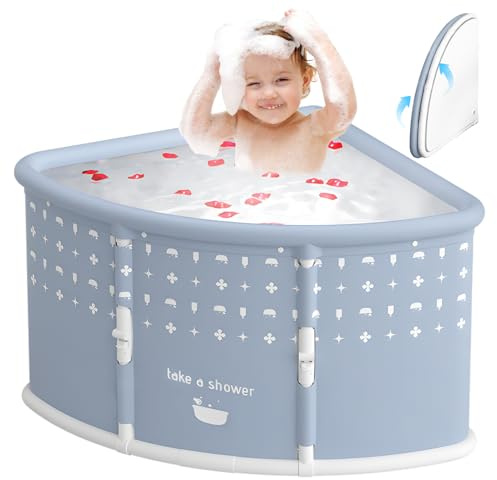Faltbare Badewanne Erwachsene - Tragbare Mobile Badewanne Klappbadewanne Faltbadewanne Großer Faltbarer SPA-Wannentub für Dusche,Sitzbadewanne, Ice Bath Tauglich (Grau)