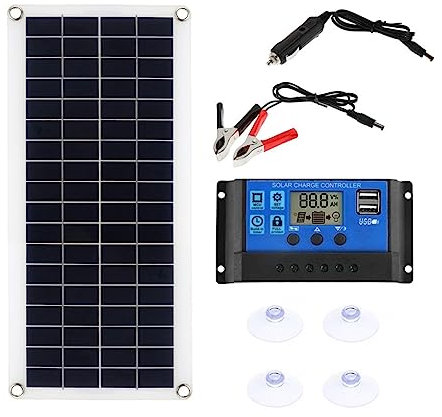 Kit de Panel Solar portátil de 300 W Placa Solar de Interfaz de Carga USB con Controlador Células solares Impermeables for teléfono RV Coche(with 20A Controller)