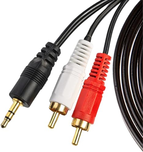 Vestoryyer 1 Pcs RCA to 3.5mm Aux Cable 1.5m-Phono to 3.5mm Jack Adapter Lead- Phono to3.5mm to rca Jack Adapter Lead-RCA Cable to Audio Jack,Phono Cables Gold-Plated Aux Audio Splitter