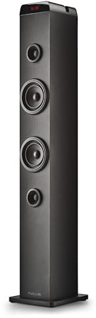 NGS Sky Charm Pro - Torre audio 50 W con Bluetooth 5.4, ottica, USB, AUX-IN, Radio FM, Funzione di trasmissione, Ingresso microfono karaoke, telecomando, nero