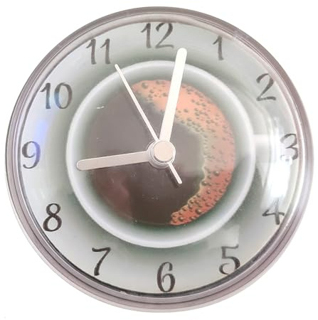 Orologio da doccia con ventose, resistente all'acqua, per WC, cucina, silenzioso, bagno, ventosa da parete