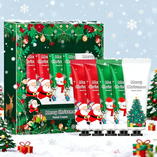 Coffret Crème Main Noël Set 5x30ml, Christmas Hand Cream Gift Set Hydratant, Crèmes Nourrissantes à Absorption Rapide, Winter Crème Hydratante Mains et Pieds,Idée Cadeau Femme