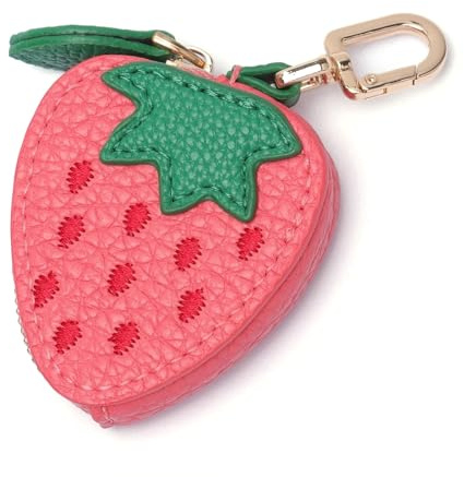 VOSSOT Sweet Leather Bag Charm Y2K Keyring, Erdbeeren Niedlicher Schlüsselanhänger, Cartoon Schlüsselbund, Schlüsselanhänger Mädchen Einschulung Geschenk Keychain Geschenk für Mädchen Frauen