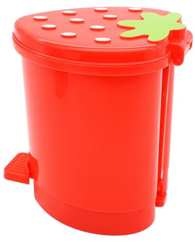 ELAYARD Poubelle de Table Rouge en Plastique Forme Fraise, Grande Capacité, Usage Intérieur pour Salle de Bain ou Restaurants, Design Mignon et Fonctionnel pour Garder la Propreté