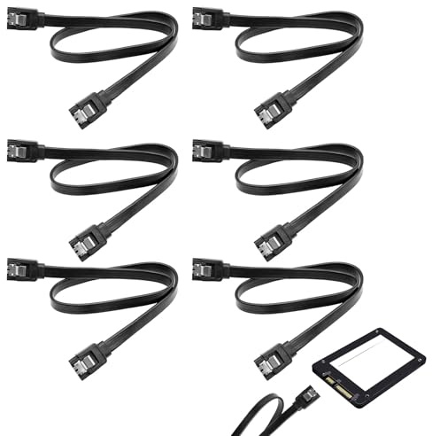 Nangilo 6PCS SATA III Cable 6Gbps 50cm, SATA Cable,SATA Data Cable, Locking Latch SATA Cable for SSD HDD PC Desktop Motherboard