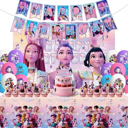 44pcs Set Decorazioni Compleanno, Kit Festa con Palloncini, Striscione Buon Compleanno, Topper per Torta e Cupcake, Addobbi per Feste Bambini e Adulti