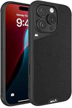 Mous for iPhone 16 Pro Max Case MagSafe Compatible with Camera Control Button- Limitless 6.0 - Black Leather - Protective Shockproof Phone Cover