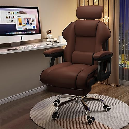 XUEGW Silla Ejecutiva · Silla Oficina Hogar · Ángulo Ajustable · Altura Ergonómica Ajustable · Silla Piel PU con Cojines · Reposabrazos · Uso Prolongado · Silla Alta con Reposapiés