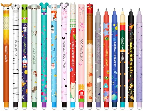 VyxZythron Radierbarer Gelschreiber Set - Weihnachten gel pens für löschbare Stifte Set, mit thermoempfindlicher Löschtinte, einer Vielzahl von Tintenfarben, 0,7 mm (16 löschbare Stifte – C)