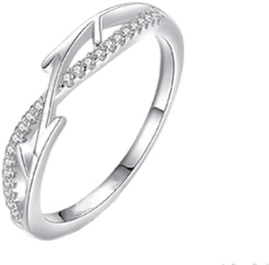 Ayoiow Vorsteckring Weißgold 585 für Damen, Laborgezüchteter Diamant Zweig Hochzeitsringe Weissgold 585 für Sie, 14 Karat Weißgold Größe 57 (18.1)