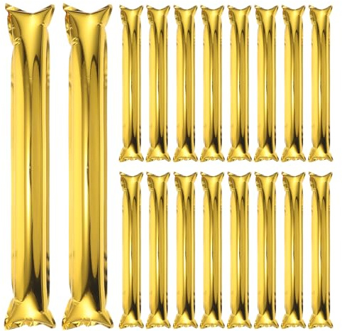 ibasenice Lot de 32 Bâtons de Tonnerre Gonflables en Film Aluminium Doré 60 Cm, Bruit Sonore Puissant, Réutilisables et Légers pour Encouragements Sportifs, Matchs de Football et Fêtes