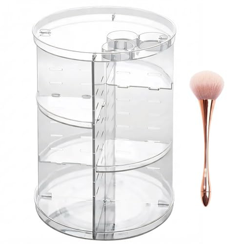 TEGOVE Organizador de Maquillaje Giratorio 360,Organizador Giratorio Makeup Organizer,Organizador de Cosméticos con Múltiples Funciones,para Tocador Baño Dormitorio,con Caja de lápiz Labial