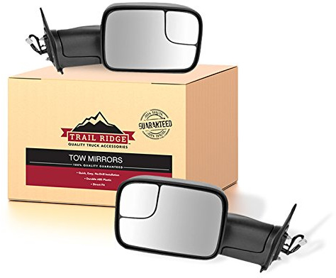 Trail Ridge Driver and Passenger Side Mirror Assembly Set Power Towing Foldaway Textured Compatible with 2005-2015 Toyota Tacoma