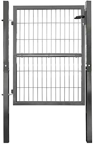 V2Aox Gartentor Tor für Gartenzaun Zaun 120 cm hoch Gartentür aus Metall für Stabmattenzaun Abschließbar inkl. Pfosten Anthrazit