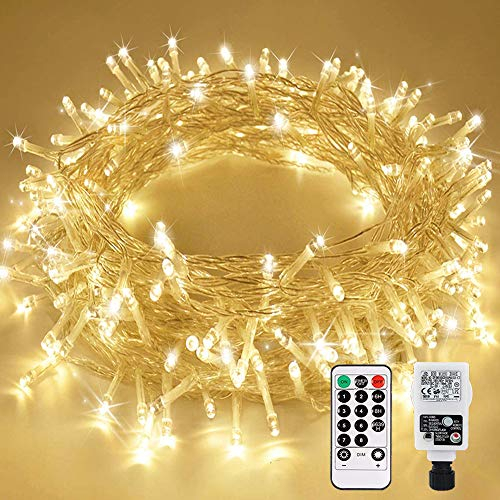 Led Lichterkette 25M 200 LED Mit Fernbedienung, Timer, Merkfunktion - IP65 Wasserdicht für Innen und Außen, Niederspannung - Party, Weihnachten, Garten, Zimmer