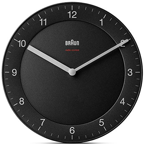Braun Horloge Murale Radio-pilotée en Plastique Noir Normal