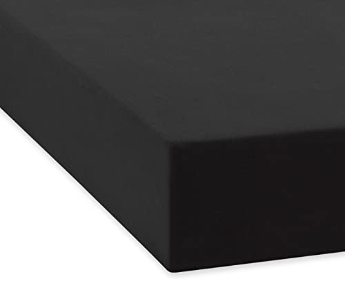 TRAUMSCHLAF Spannbettlaken, Spannbetttuch Fein-Biber warm und kuschelig, bügelfrei, mit Rundumgummi (weitere Farben,Größen) 180x200-200x200 cm, schwarz