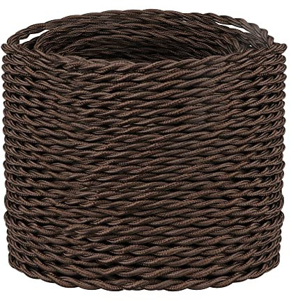 10 Meters / 32.8FT Brown Braided Cable, Helunsi 3 Core Electrical Cable, Vintage Braided Flex Cable Twisted Fabric Electrical Wire for DIY Industrial Pendant Lights or Other Appliances - Brown