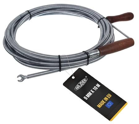 NAJDER Die Rohrreinigungsspirale mit Kralle abwasserspirale 9 mm für Rohre 75 mm (Verzinkter Stahl, 9 mm x 10 m)
