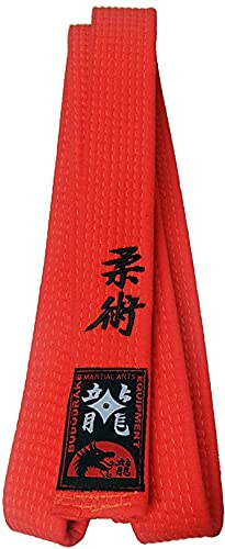 Budodrake Orangegurt Bestickt mit Jiu-Jitsu/Ju Jutsu Zeichen, Bestickung in schwarz, Gürtel orange (330)