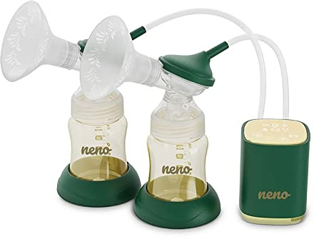 Neno Bueno Doppel-Milchpumpe, mit 2 Modi und 9 Geschwindigkeitsstufen, elektronisch, zweiphasig, automatisch, Touchscreen, doppelter Sauger, wiederaufladbar, kabellos, elektrisch