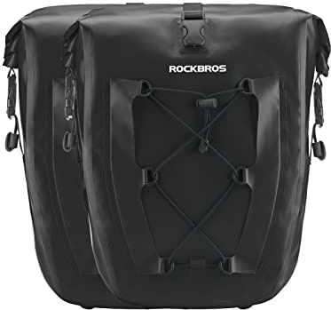 ROCKBROS Bike Panniers Waterproof Bike Rear Rack Bag Max 30L Large Capacity Bike Rear Panniers for Cycling Traveling Commuting 2 Pack