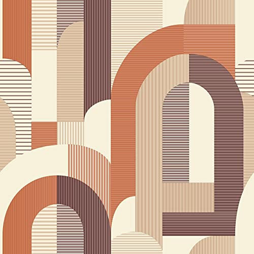 Maison Geometric Wallpaper Retro Orange Purple Paste The Wall Vinyl