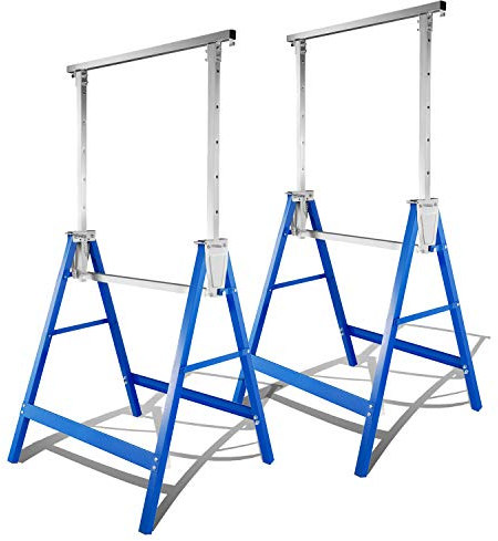 Jopassy Lot de 2 tréteaux d'échafaudage - Capacité de charge : 200 kg - 7 positions - Hauteur réglable de 80 à 130 cm - En métal - Tréteaux d'échafaudage
