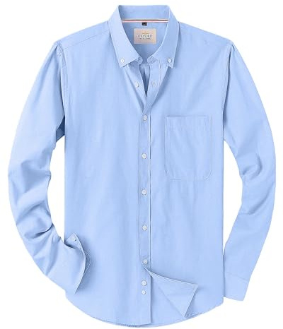 J.VER Oxford Herren Hemd Bügelfrei Regular Fit Hemd Langarm Casual Hemd aus Oxford Button Down Hemd Faltenfrei Freizeithemd mit Tasche