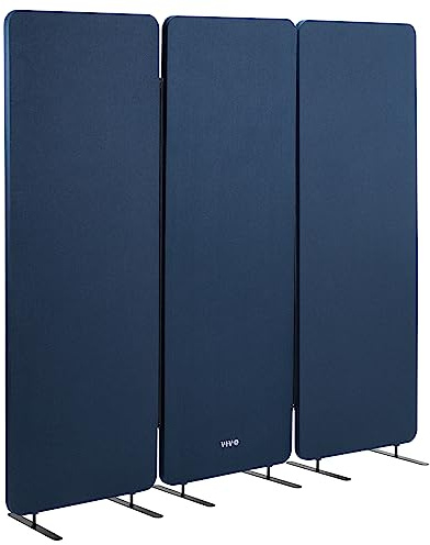 VIVO Freestanding 183cm x 168cm Privacy Panel, Cubicle Divider, Acoustic Wall Partition, x3 61cm Panels, Navy Blue, PP-3-T072NB