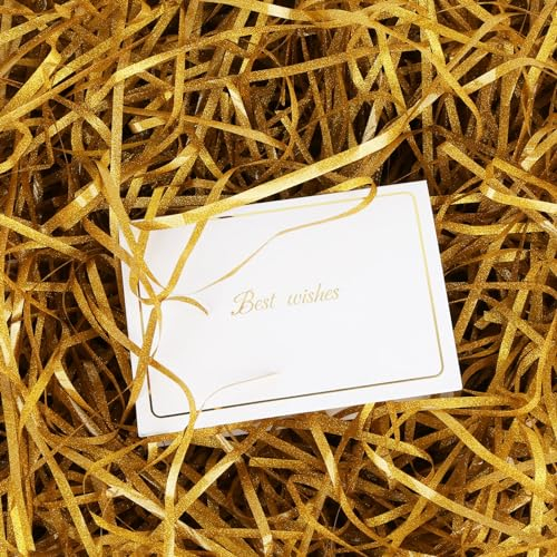 lahnao 120g Füllmaterial, Gold Raffia Geschenk Füllmaterial, Kunststoffe Stroh Deko Füllmaterial für Pakete für Geschenkverpackung Weihnachten, Geschenkverpackungen zum Geburtstag