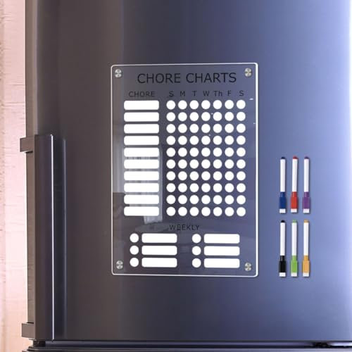 Magnetischer Acryl-Kalender für Kühlschrank, Wochen-/Monatskalender, Planungstafel, trocken abwischbar, Kalender mit 6 Markern (A4)