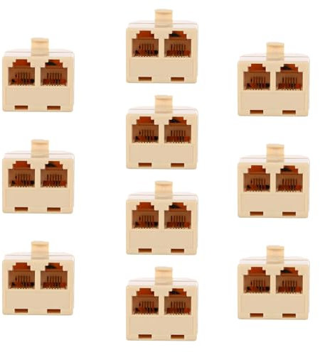 PartyKindom 10pcs Telephone Splitter Socket Splitter for Landline Phone Cable Connectors Two Way Phone Line Use Wall Mounted Telephones Corded