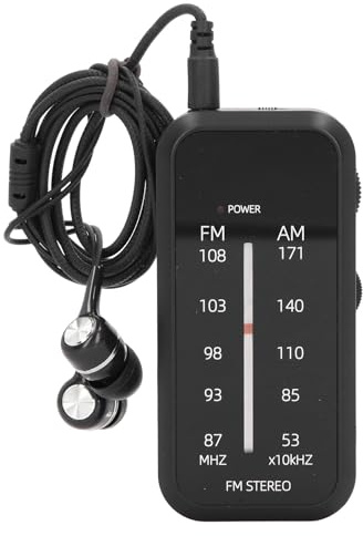Mini Radio Estéreo Am FM, Radio Transistor con Pilas AAA, con Sintonizador Digital y Luz Indicadora, para Correr, Andar en Bicicleta, Caminar, Acampar