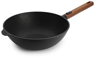 Woll – Wok et poêle à sauté Eco Logic QXR Ø 30 cm avec manche amovible en bois – wok antiadhésif sans PFAS, compatible four – poêle induction – poêle pour induction – wok