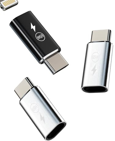 Lightning till USB C-adapter för Iphone(Set om 3) typ C hane kabel 65W Android snabbladdare för Apple 15 Pro Max Plus Ipad Pro-kabel för Samsung Mobile Surfplatta-omvandlare