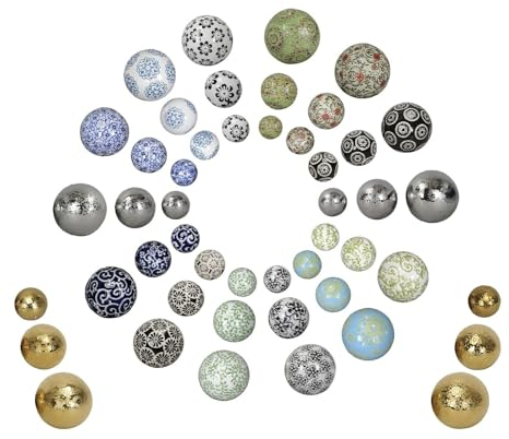 NETPROSHOP simkulor, flytande dekorativa kulor, porslin, diameter 4–6–7,5 cm, färg: Fleur-silver, urval: 7 cm