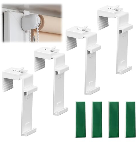 4Pcs Supporti a Morsetto Per Doppio, Morsetti per Montaggio Delle Tende a Rullo del Tipo Avvolgibile duo Senza Foratura per Il Fissaggio E L'incollaggio per Appendere Fissare a Finestre Legno Ante (B)