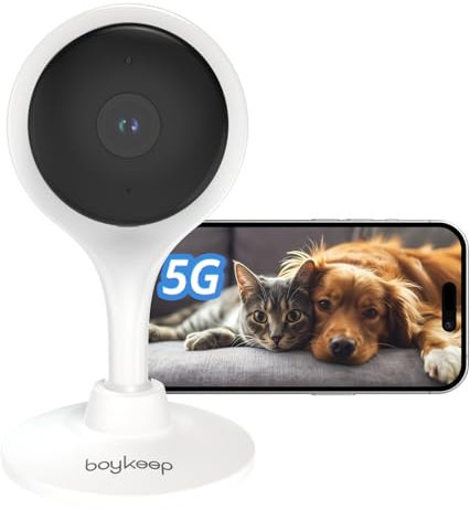 BoyKeep 2K Indoor Security Camera 5G/2.4GHz Wi-Fi Cameras for Baby/Elder/Dog/Pet Camera, 2-Way Audio Baby Monitor, Night Vision, Cloud & SD Card Storage, K10