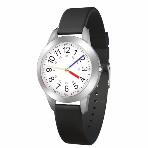Montre Enfant Apprentissage Éducative pour Fille Garçon,30M /3ATM Étanche Time Teacher Analogique Montres Bracelet pour Garçon (Noir)