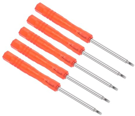 CoCud Cacciavite Taglio Piccolo Dimensioni 2mm Lunghezza 85mm Cacciavite Piatto Acciaio con Impugnatura Rossa Antiscivolo - (Applicazioni: per Occhiali Orologi Elettronica Computer) 5pz