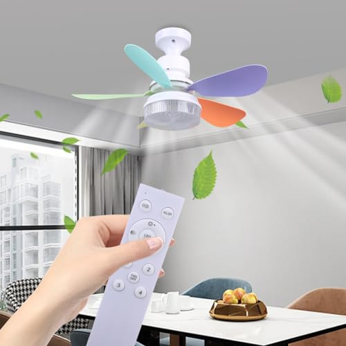 SPEPROECO Ceiling Fan Light with Remote Light Bulb Fan 3 Gear Wind Speed LED Light Fan Dimmable 5 Blades for Living Room Bedroom