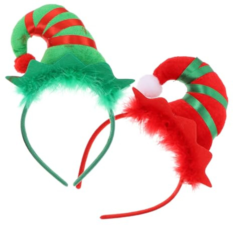 Mikinona 2stücke Weihnachtsmützen Haarschmuck Mit Glöckchen Und Federn Kreative Weihnachts-party-stirnbänder Für Erwachsene Festliche Kostümparty-dekorationen