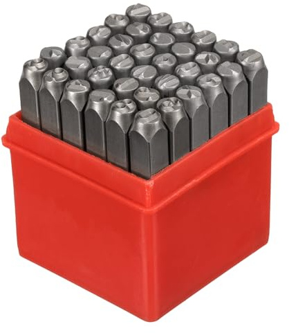 sourcing map 36pcs 1/4 (6mm) Number and Letter Stamp Set, A-Z, &,0-9 Punch Press Tool for Metal Plastic Wood Leather