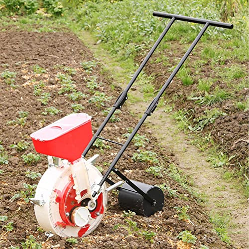 XCSCUK Hand-push drum seeder, lawn garden spreader, corn soybean fertilizer applicator, suitable for farm, garden (9Holes)