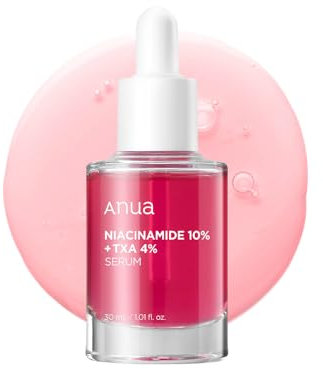 ANUA 10% Niacinamide+ 4% TXA Serum, Ceramide, Hyaluronic Acid, Tranexamic Acid, Vitamin B12 Natural color, Korean Glass Skin, Fragrance-Free, Dark Spot Serum, Korean Skincare, 30ml /1.01 fl.oz.