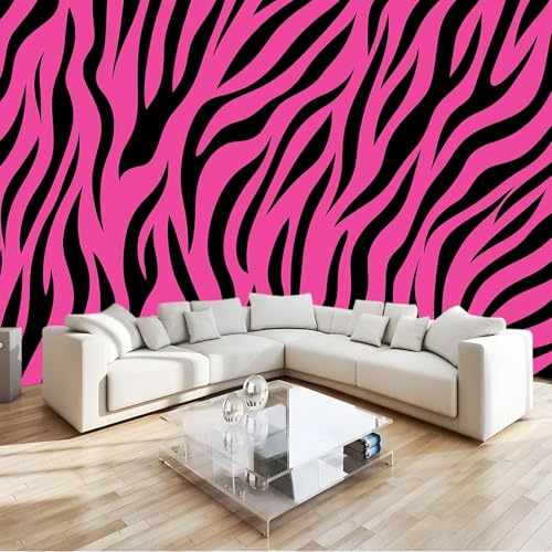 Rosa Poster Giganti da Parete Struttura animale della zebra Fotomurale Carta da Parati TNT Murale alla Moda Decorazione da Muro fotografica 300x210 cm Murale per Camera Letto Sala