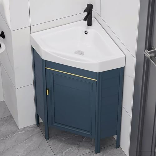 Eckwaschbecken fürs Badezimmer Eckwaschbecken Badezimmer-Waschtischunterschrank mit Keramikwaschbecken und Schrankset Eckwaschbecken-Kombination fürs Badezimmer für kleine Räume Bodenstehend