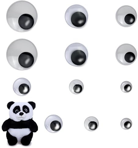 KAOTPO 12 Stück Wackelaugen Groß, 40mm-100mm Wackelaugen Selbstklebend Groß, Riesige Klebeaugen Selbstklebend für DIY Handwerk Dekoration